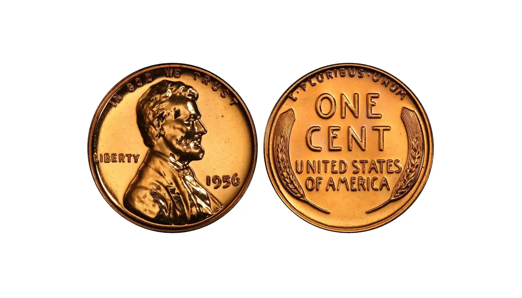 obverse and reverse of a 1956 Wheat penny no mint mark coin