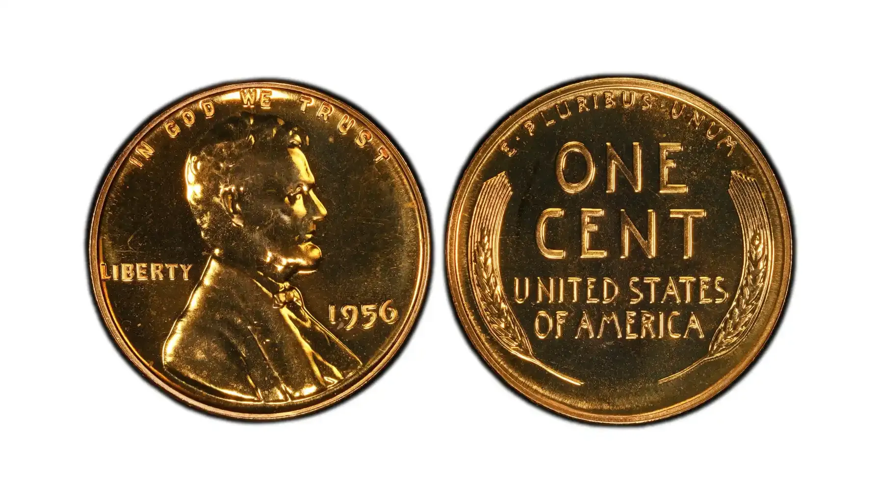 obverse and reverse of a 1956 penny error DDO