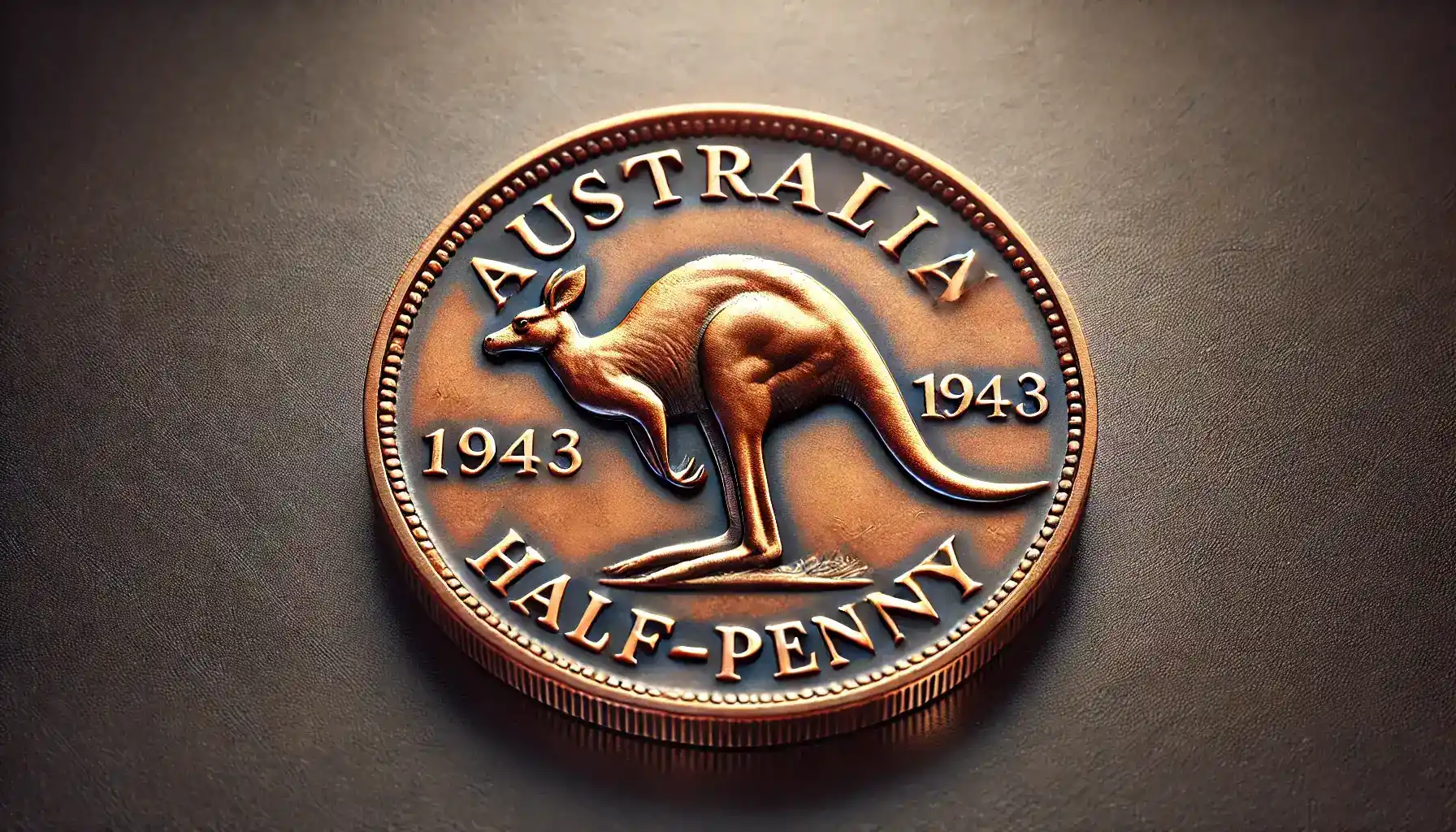 a picture of the 1943 Australian Half-Penny, one of the old foreign coins worth money.