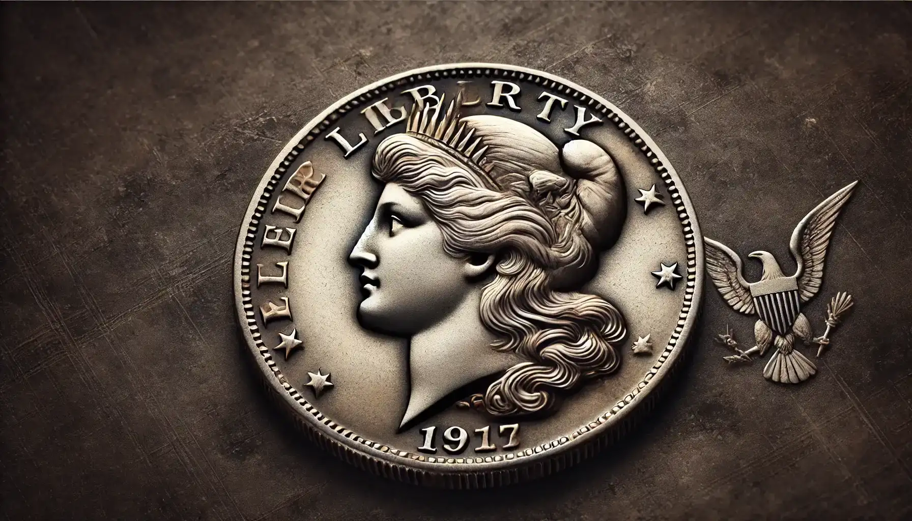 A photo of a Flowing Hair Half Dime, showcasing its design with Liberty's flowing hair on one side and a detailed reverse with an eagle and a wreath on the other.