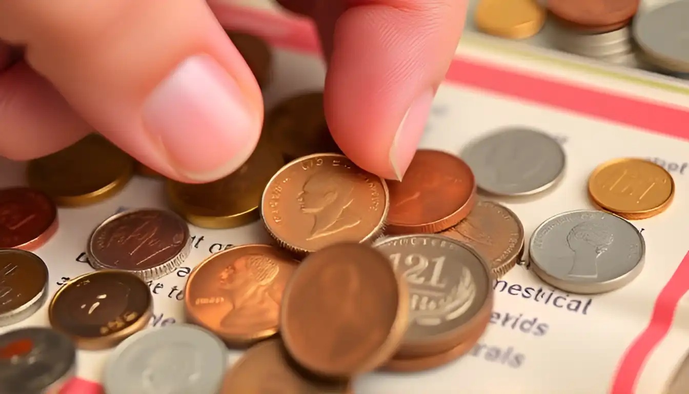 Beginner coin collector studying cherry pickers guide to coins to be able to see unique penny minting errors when comparing a few coins.