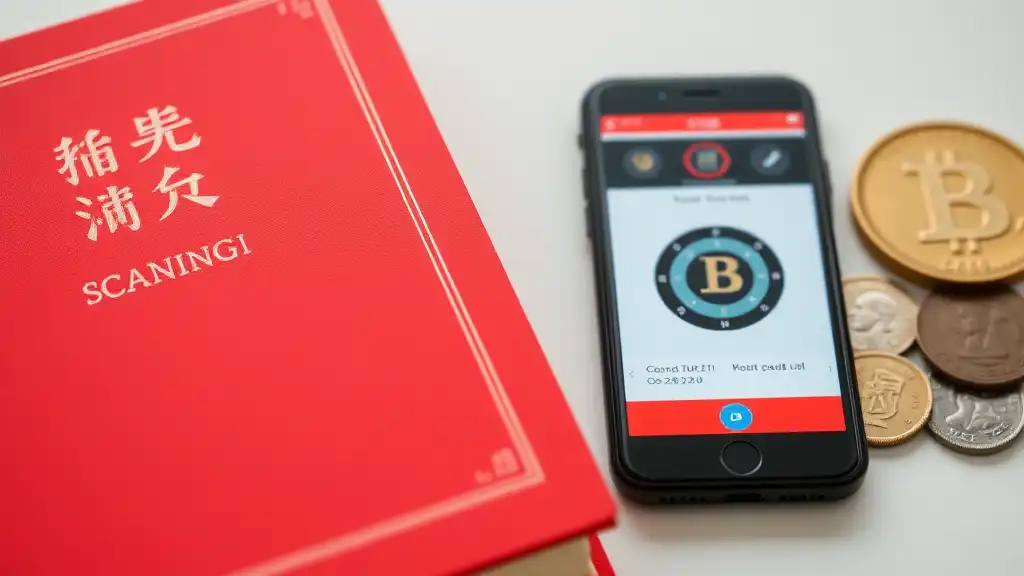 An image of the red book of coins alongside a smartphone showing the Coin ID Scanner app, combining traditional resources with modern technology