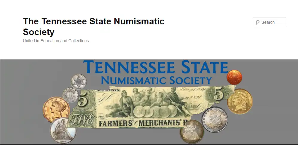 A screenshot from the official website of the Tennessee State Numismatic Society