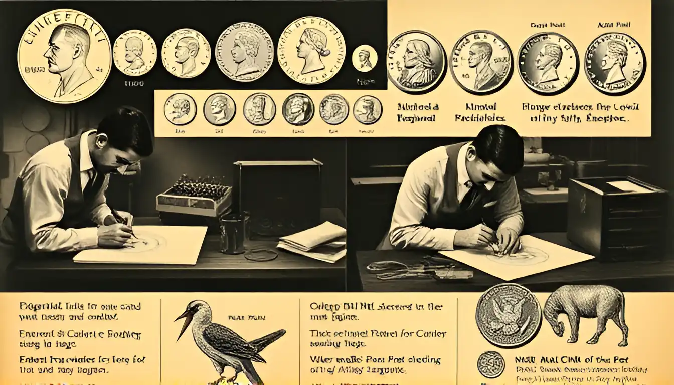 An image displaying the design and engraving process within the Mint Philly. It shows engravers working on unique designs for U.S. coins and medals.